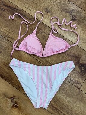 Stoney Clover for Target Pink Striped Two-Piece Bikini Set Sz L